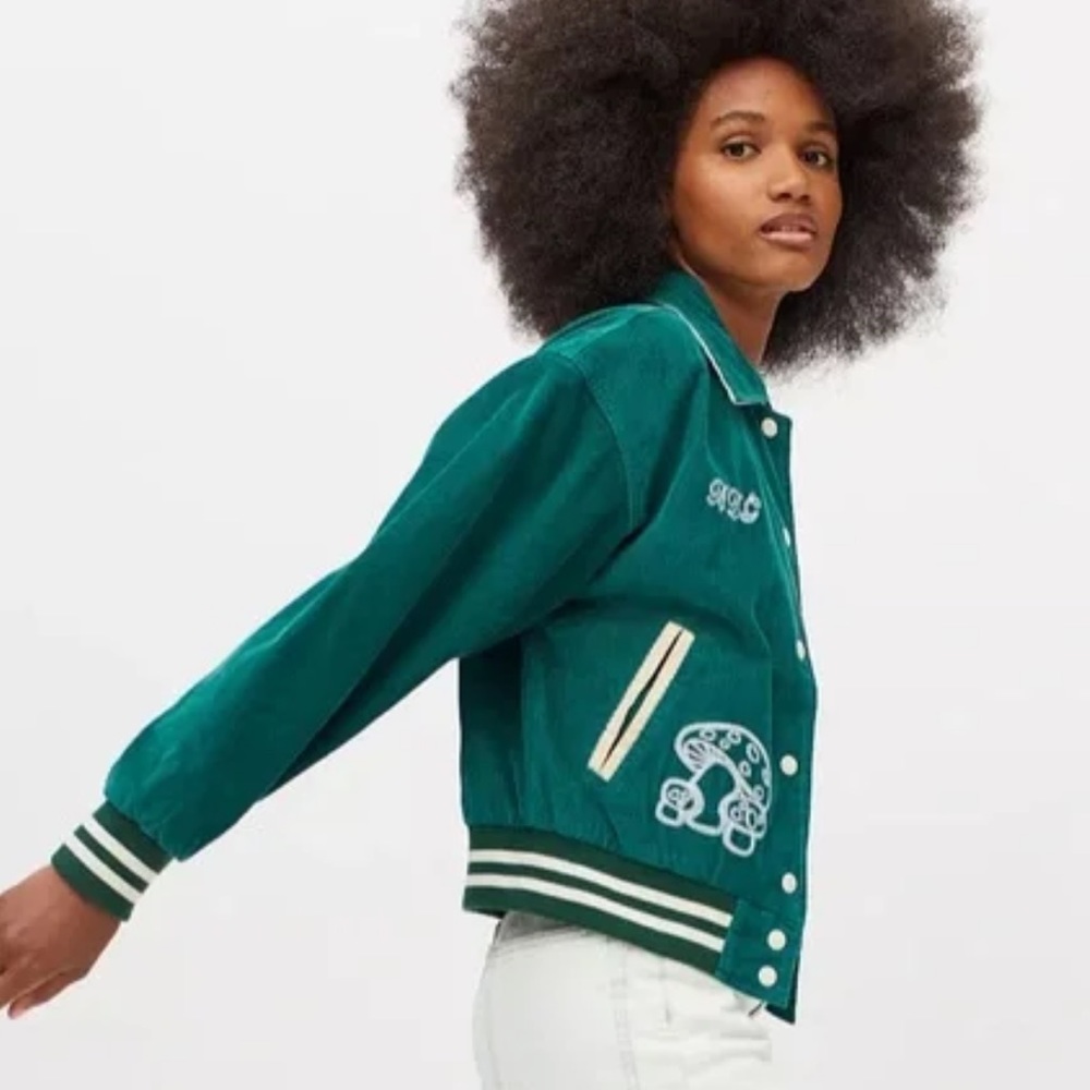 NWT Urban Outfitters BDG Vintage Vibes Green Cord Bomber Jacket SZ XS Z328-2 - Picture 4 of 4